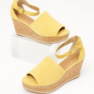 Altar’d State Espadrille Cork Wedge Sandals – Mustard Yellow Suede, Size 10